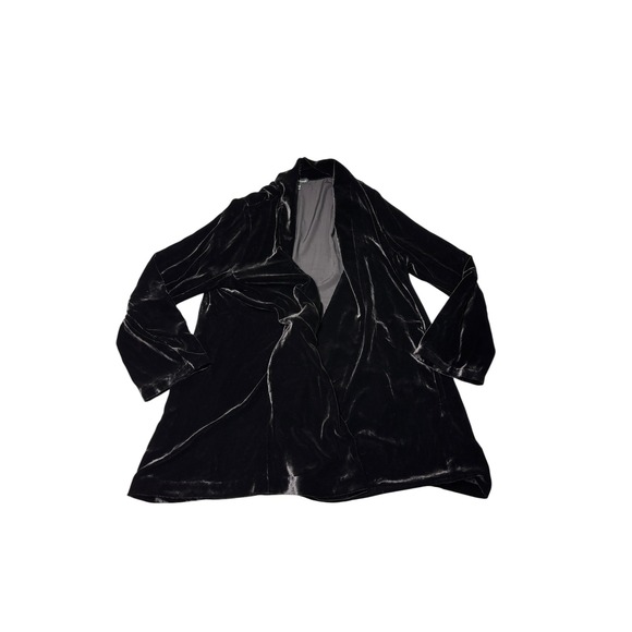 Eileen Fisher Sweaters - Eileen Fisher Black Silk Blend Velvet Open Front Cardigan Jacket Womens XL